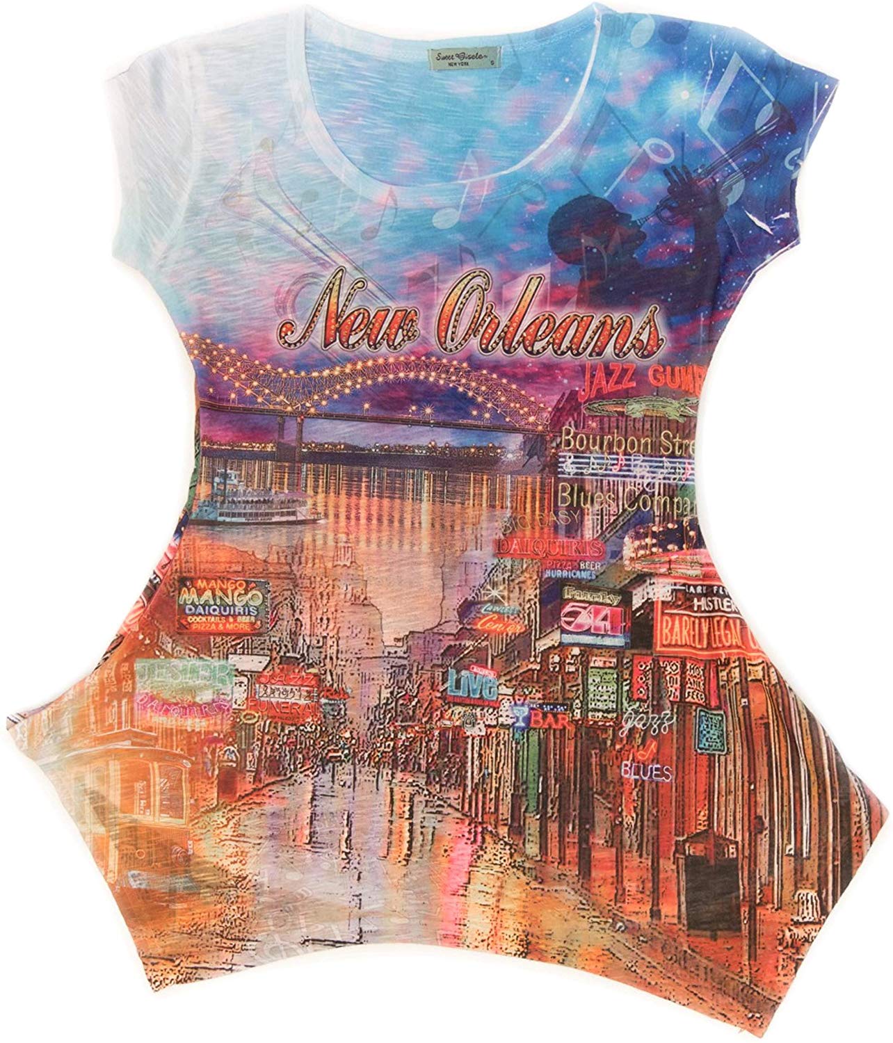 New Orleans Mardi Gras Shirt Vibrant & Colorful Print with Bling Multicolored #1