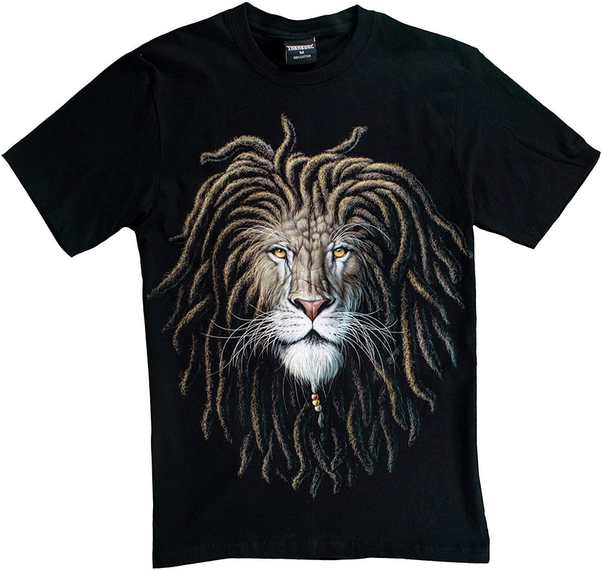 T Shirt Unisex Adult/Kids 3D Glow in Dark Animal Glitter Short Sleeves Family Sizes Lion With Dreadlock