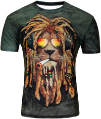 Men's Fashion 3D Print Hip Hop Style T Shirts Cool Creative Imagination Tee Rocking Lion