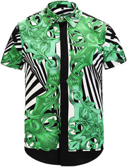 Men's Short Sleeve Luxury Print Button Dress Shirt Y1782 25