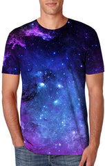 Unisex 3D Printed Summer Casual Short Sleeve T Shirts Top Tees S XXL 3d Purple Galaxy