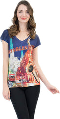 New Orleans Mardi Gras Shirt Vibrant & Colorful Print with Bling YelloBlue