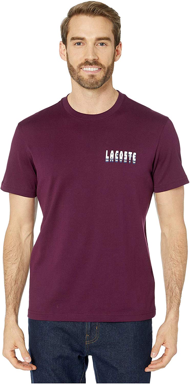 Mens Short Sleeve Heavy Jersey 3D Regular Fit T Shirt Eggplant