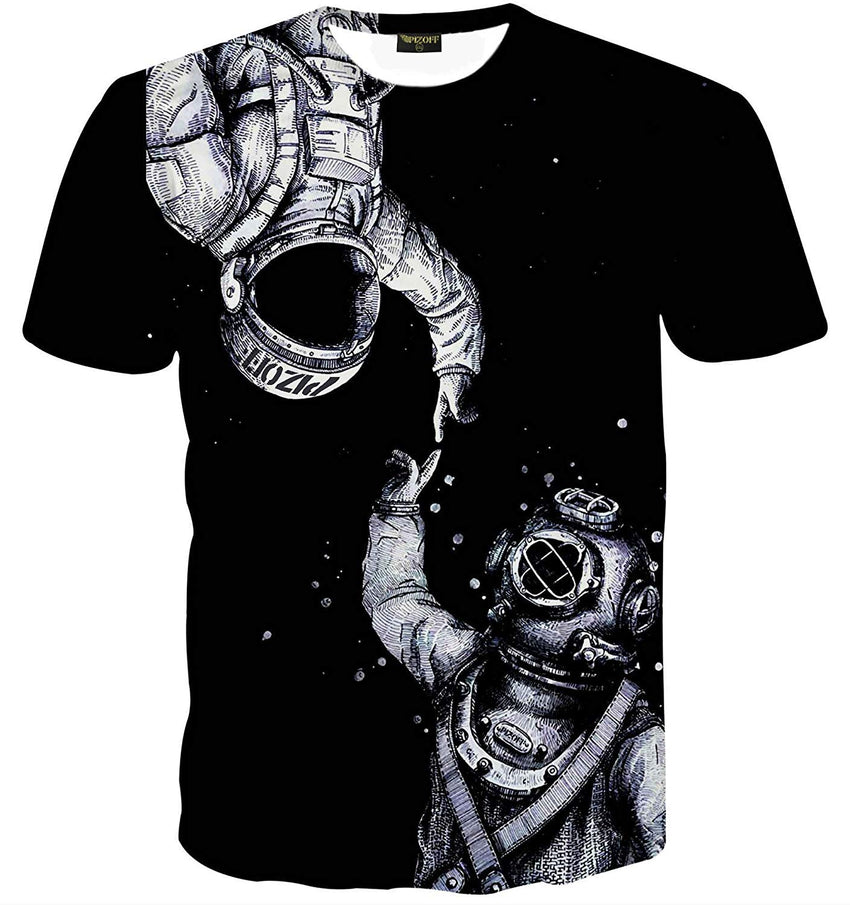 Unisex Collage Short Sleeve Crew Neck 3D Digital T Shirts Tees Al067 19