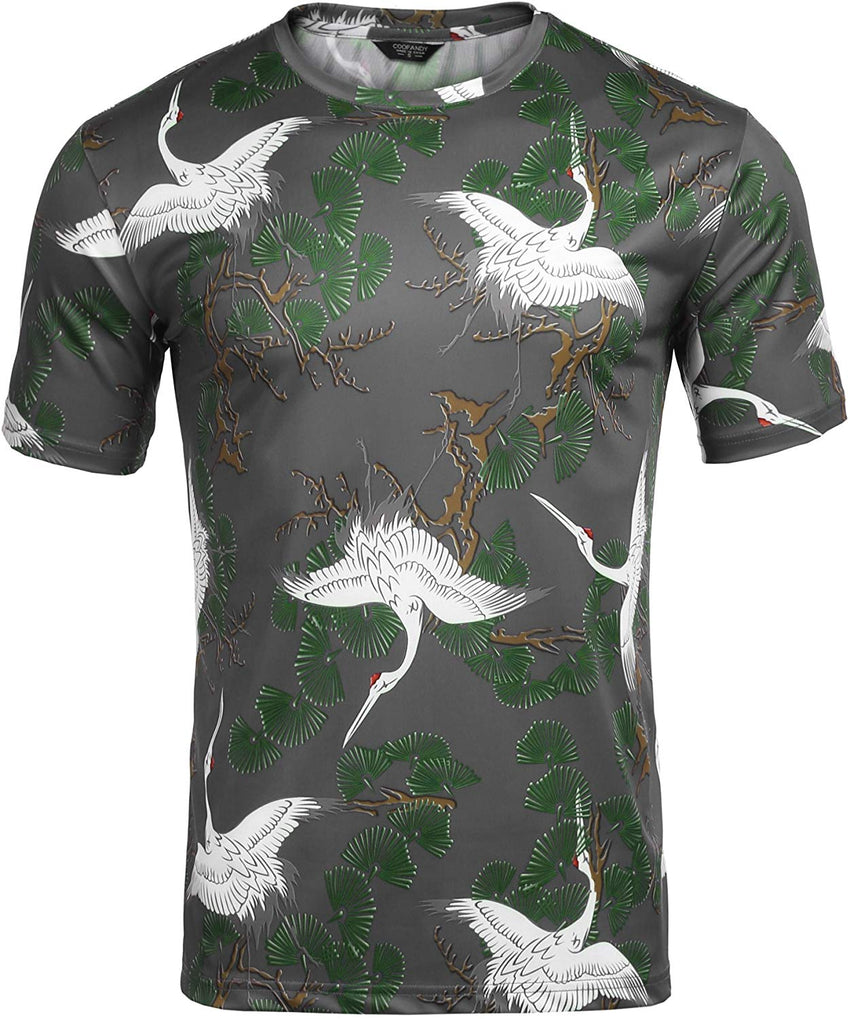 Mens Octopus Short Sleeve Cotton T Shirt Print Tee Casual Shirts Grey 3