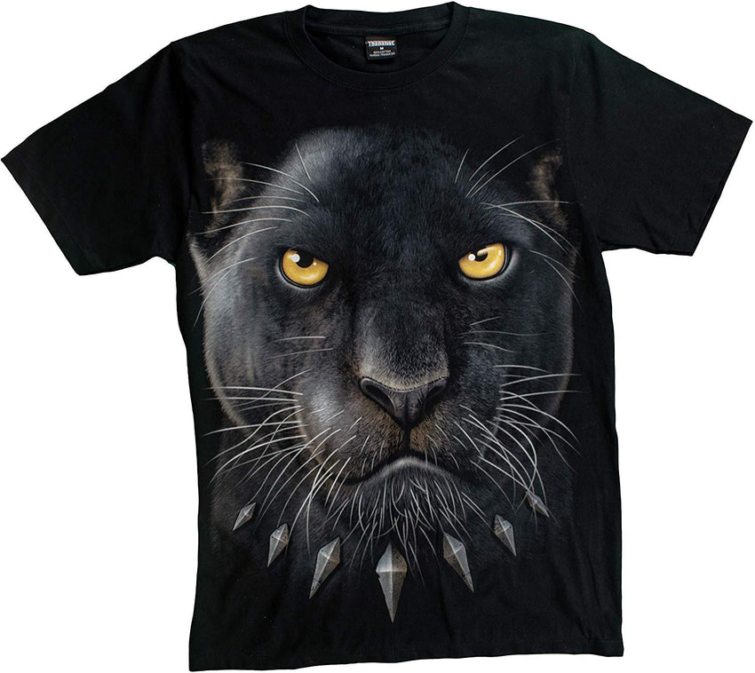 T Shirt Unisex Adult/Kids 3D Glow in Dark Animal Glitter Short Sleeves Family Sizes Panther Black