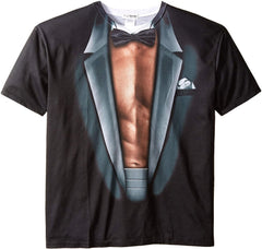 Men's 3D Photo Realistic Short Sleeve T Shirt Striper Tuxedo