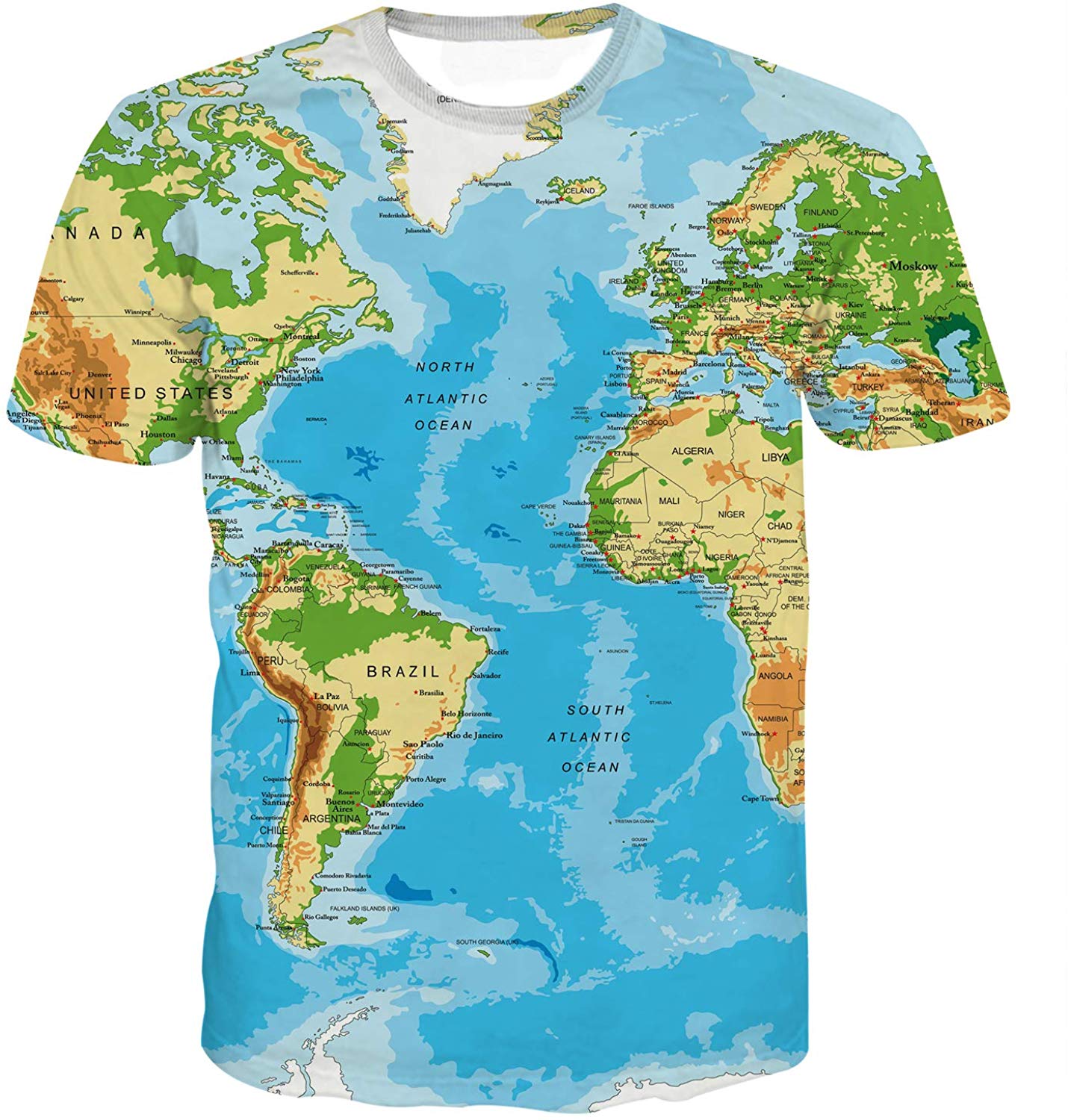 Unisex 3D Novelty Tshirts Men Graphic Funny Tees Printed Crewneck Short Sleeve Summer Top T Shirts Map Shirt