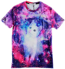 Unisex Hipster Clothing Galaxy T shirt Funny Cute Fat Cat 3D T shirt Nature