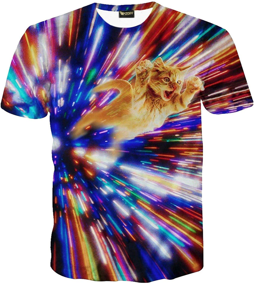 Unisex Collage Short Sleeve Crew Neck 3D Digital T Shirts Tees Y1625 26