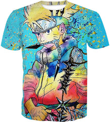 Mens O Neck 3D Digital Naruto Print Lover's Short Sleeve Summer T Shirts Nature