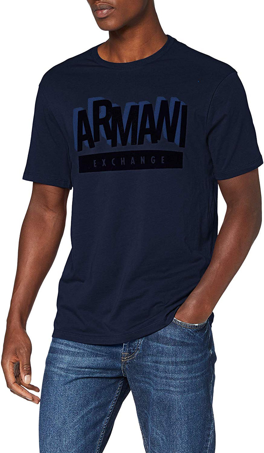 Men's 3D Ax Text Logo T Shirt Navy
