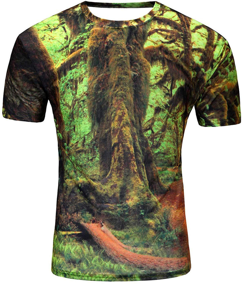 Men's Fashion 3D Print Hip Hop Style T Shirts Cool Creative Imagination Tee Forest