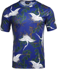 Mens Octopus Short Sleeve Cotton T Shirt Print Tee Casual Shirts Dark Blue