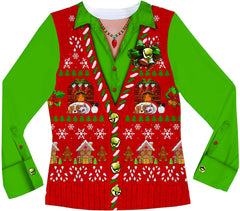 Women's 3D Photo Realistic Ugly Christmas Sweater Long Sleeve T Shirt Xmas Sweater Vest