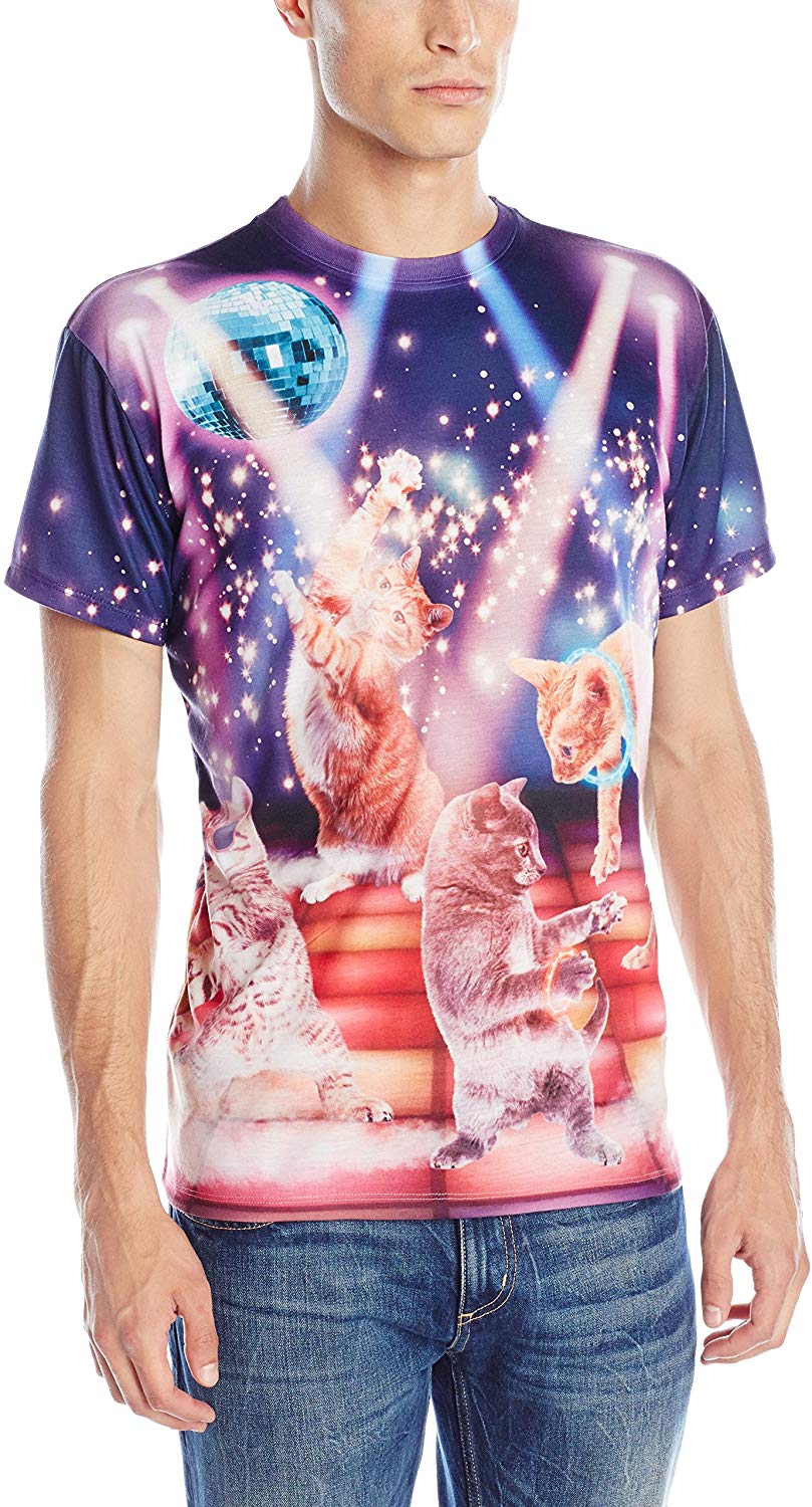 Men's 3D Photo Realistic Short Sleeve T Shirt Clubbing Cats