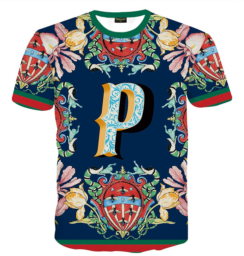 Unisex Collage Short Sleeve Crew Neck 3D Digital T Shirts Tees Al067 14