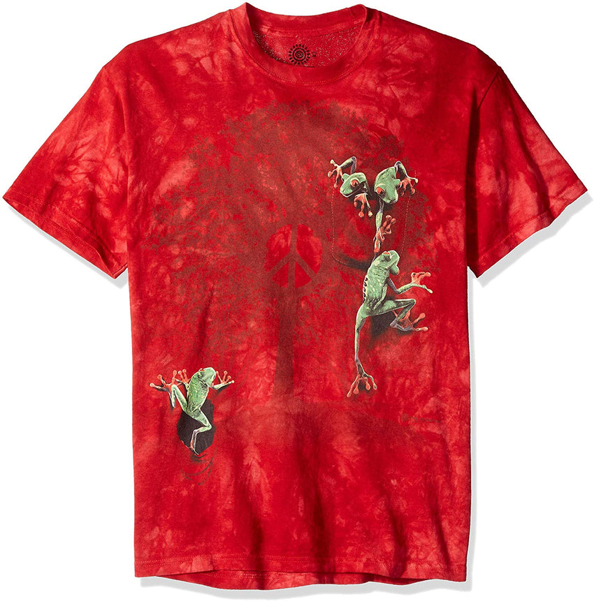 Peace Tree Frog T Shirt Men&rsquo;s Short Sleeve Red