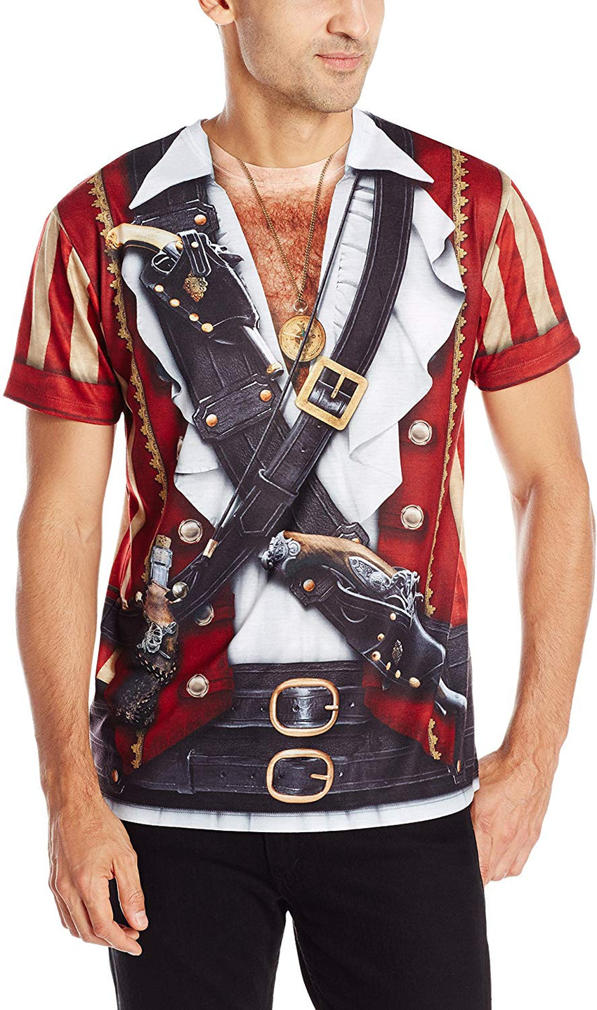 Men's Halloween 3D Photo Realistic Short Sleeve T Shirt Swashbuckler Pirate