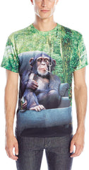 Men's 3D Photo Realistic Short Sleeve T Shirt Lazy Chimp