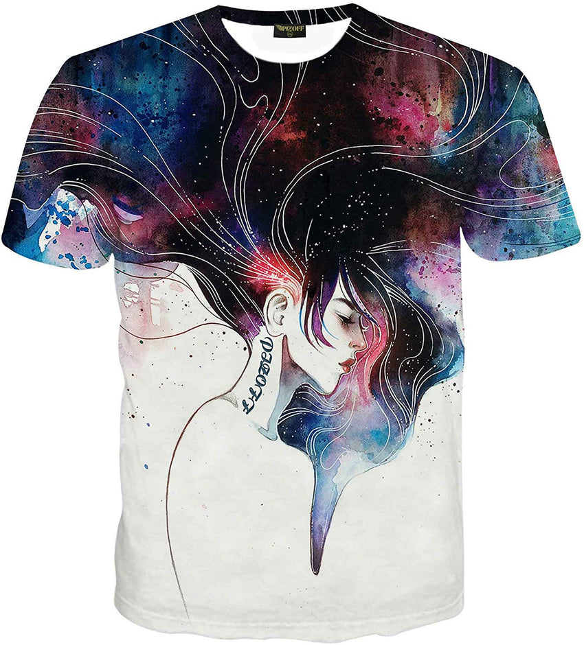 Unisex Collage Short Sleeve Crew Neck 3D Digital T Shirts Tees Al067 24