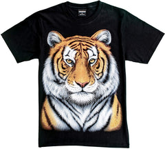 T Shirt Unisex Adult/Kids 3D Glow in Dark Animal Glitter Short Sleeves Family Sizes Yellow Tiger 1 Portrait