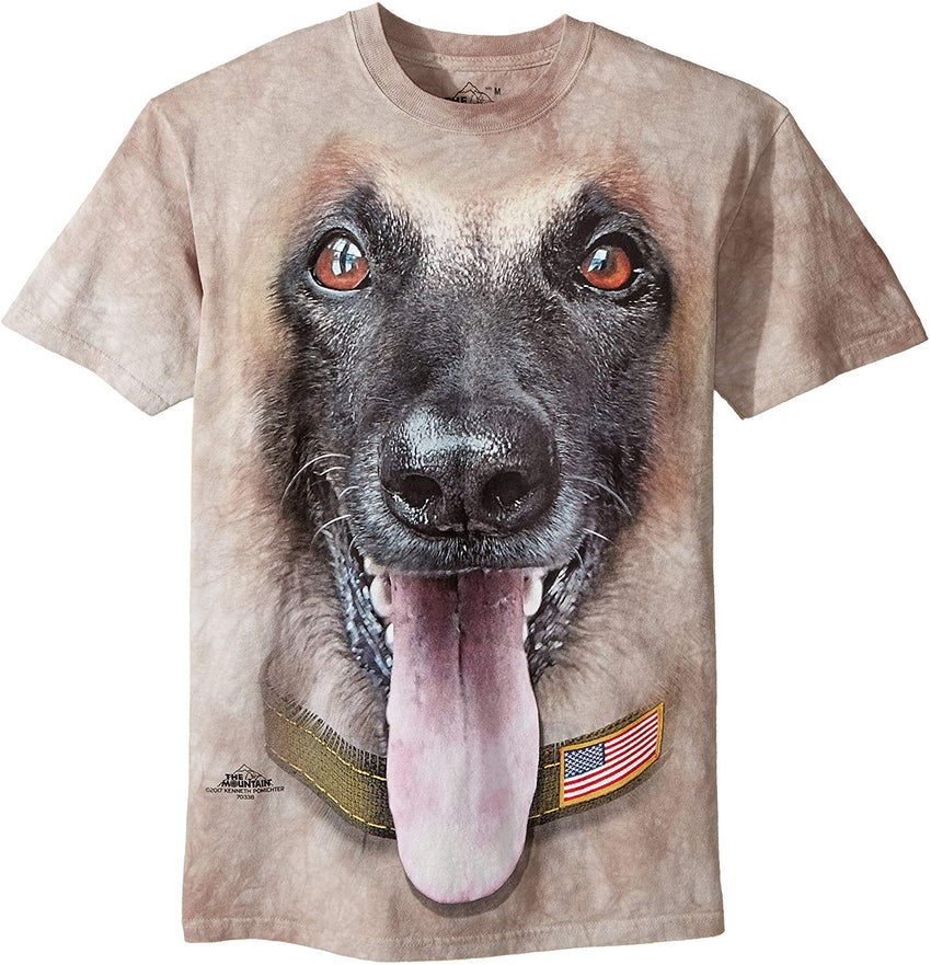 Men's Big Face T shirt Belgian Malinois Ivory