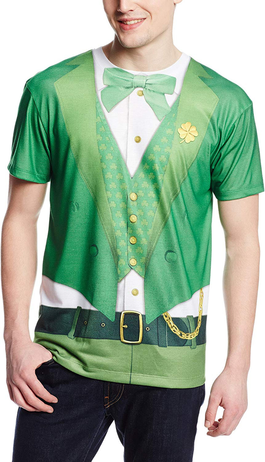 Men's 3D Photo Realistic Short Sleeve T Shirt Lucky Leprechaun