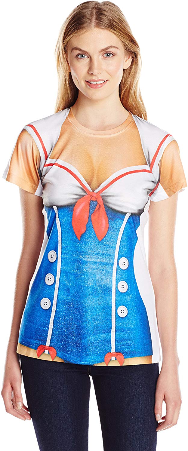 Women's Halloween 3D Photo Realistic Short Sleeve T Shirt Sailor Girl