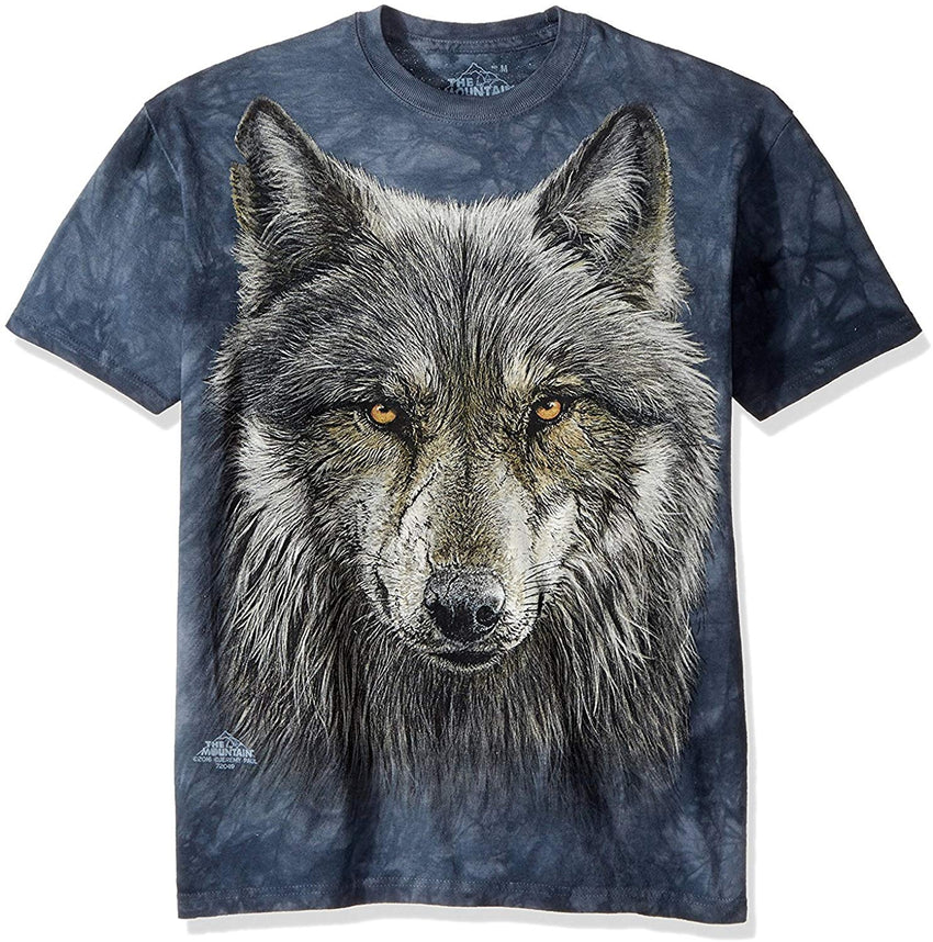 Men's Warrior Wolf T Shirt Gray and Blue