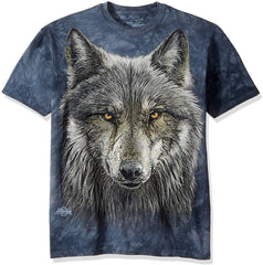 Men's Warrior Wolf T Shirt Gray and Blue